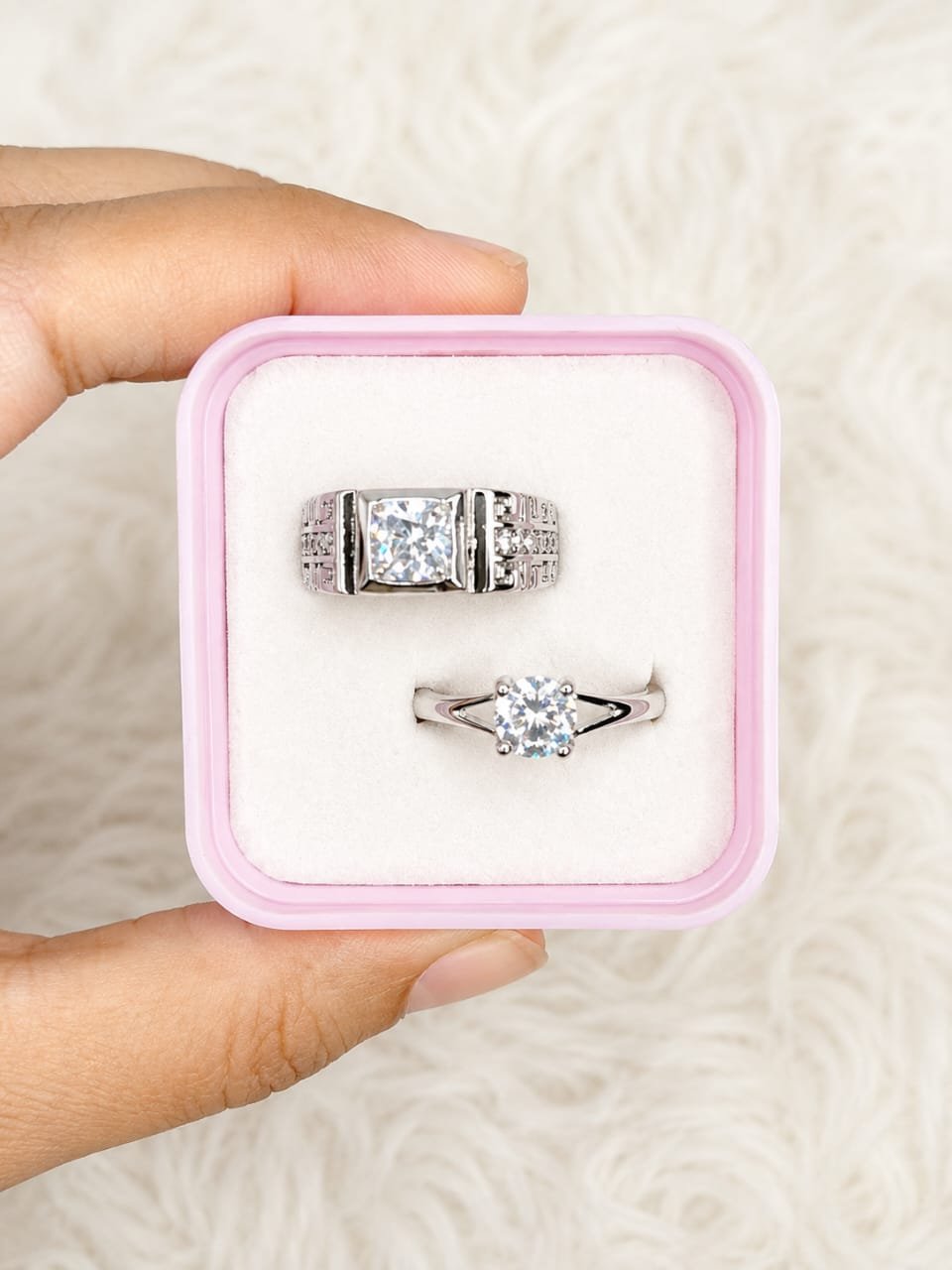 Couple ring  Crystal stone