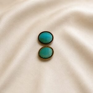 Blue-Green Cat's Eye Stone Stud tops