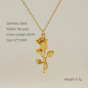 Golden Rose Pendant Necklace