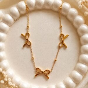 Golden Triple Bow Necklace