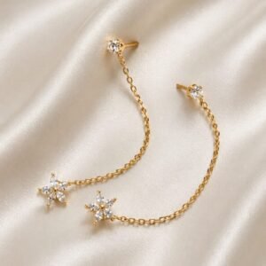 Crystal Star Chain Earrings