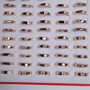 Gold Plated Solitaire Stone Ring Collectio
