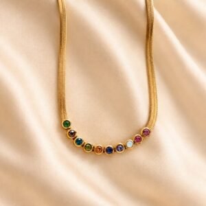 Rainbow Crystal Herringbone Necklace