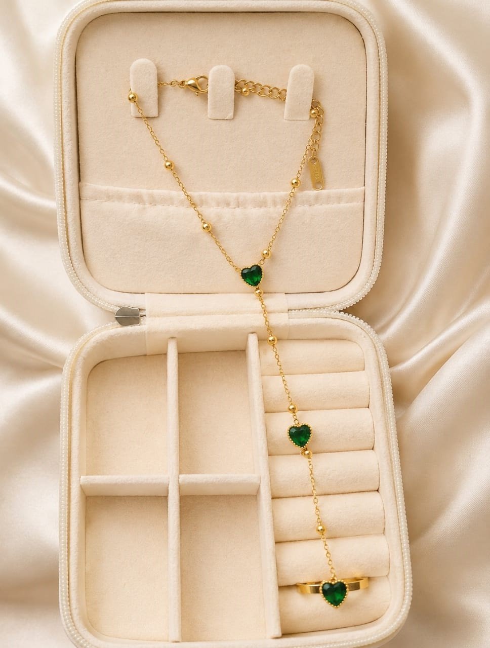 Emerald Heart Hand Harness Bracelet –