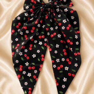 Cherry Print Oversized Hair Bow Clip