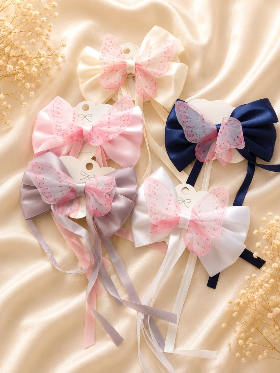Double-Layer Butterfly Satin Bow Hair Clips