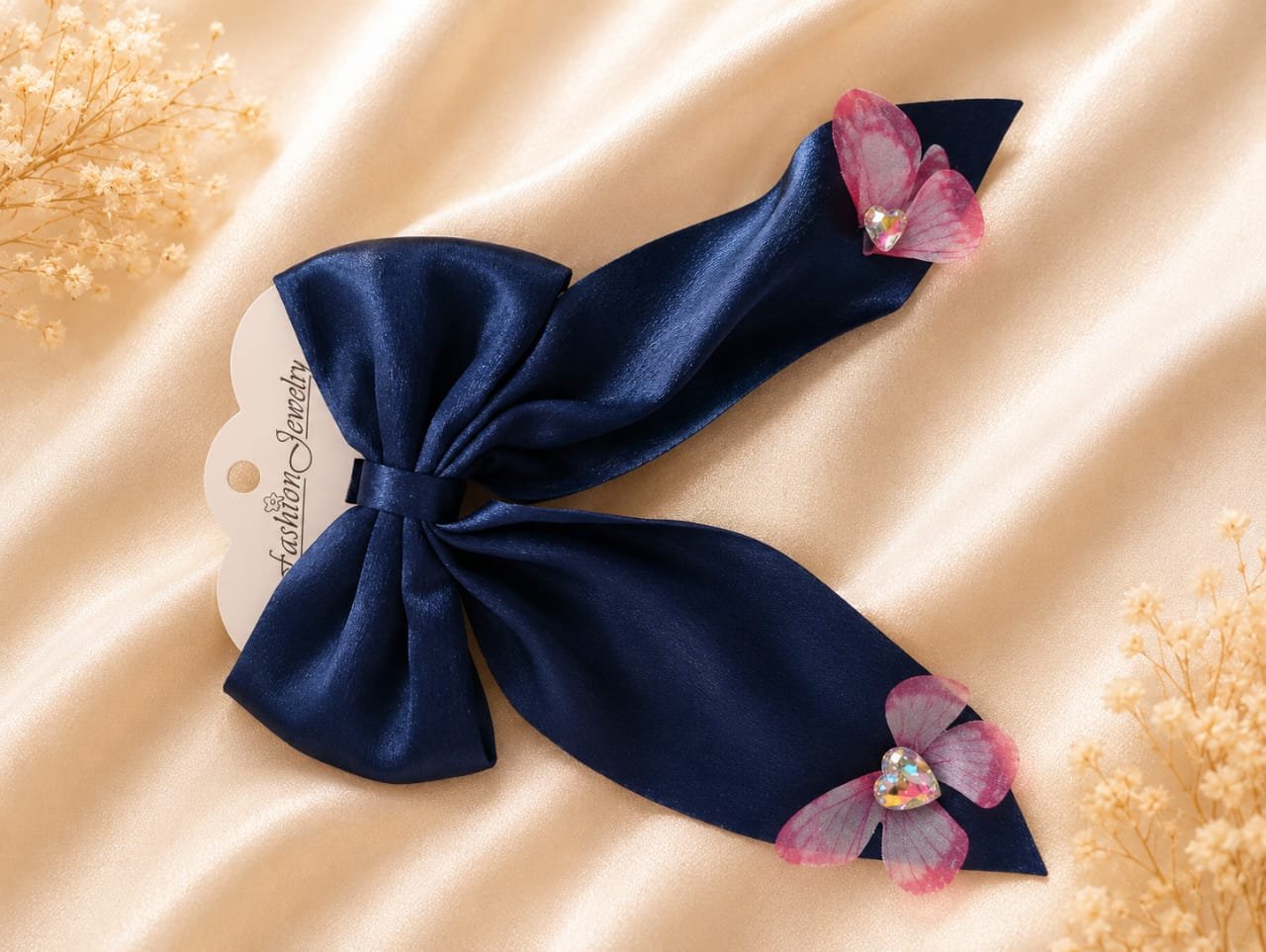 Elegant Satin Ribbon Bow Hair Clips Set - Image 3