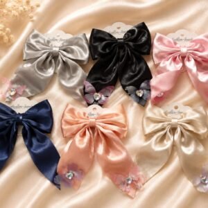 Elegant Satin Ribbon Bow Hair Clips Set