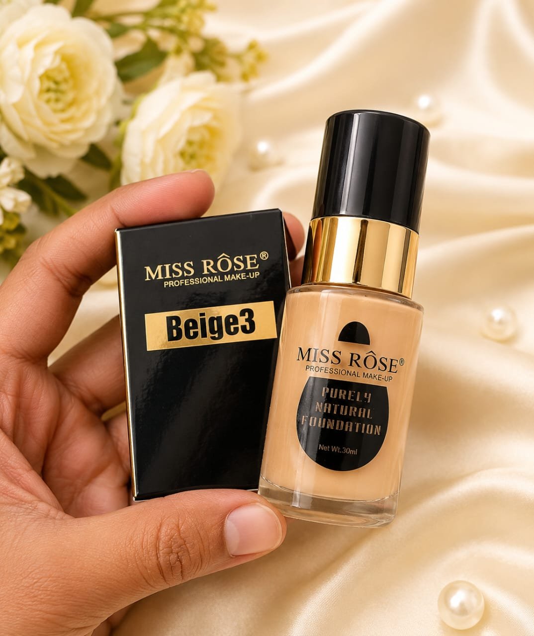 MISS RÔSE Purely Natural Foundation – Beige 3 (30ml)