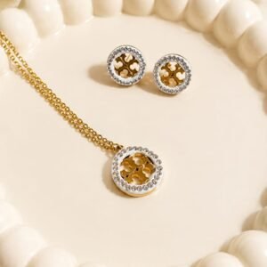 Elegant Gold & Crystal Jewelry Set