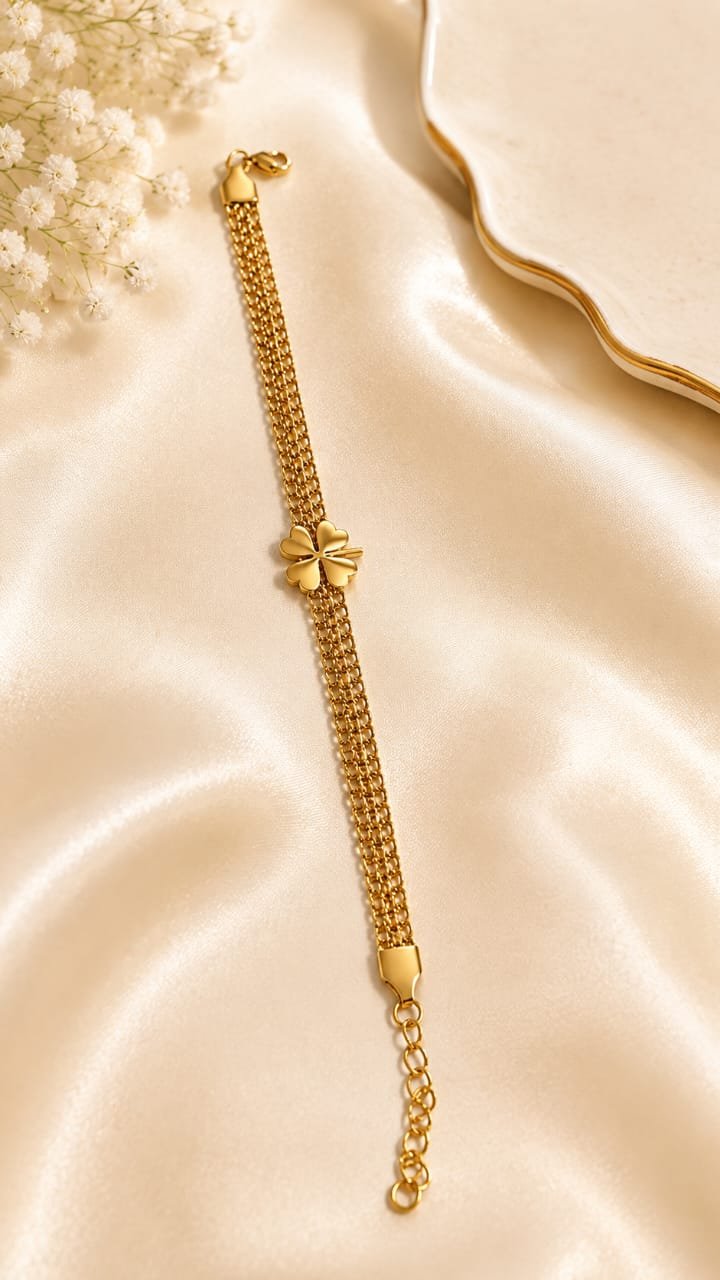 Golden Four Leaf Clover Bracelet
