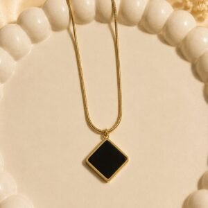 Black Diamond Pendant Gold Necklace