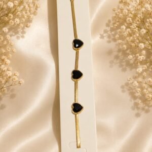 Black Heart Charm Gold Bracelet