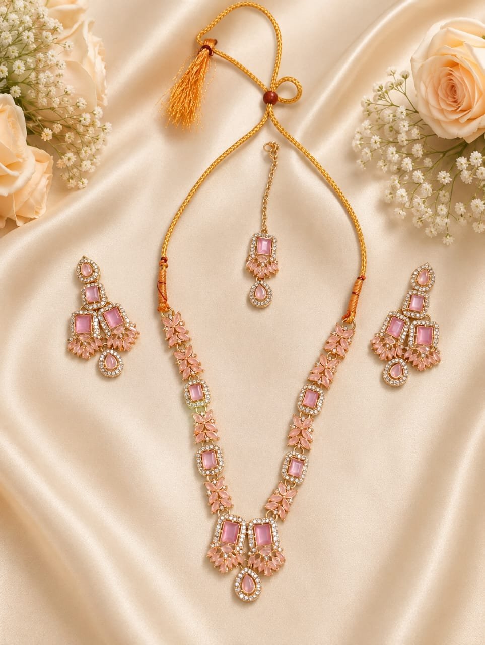 Blush Pink Kundan Necklace Set