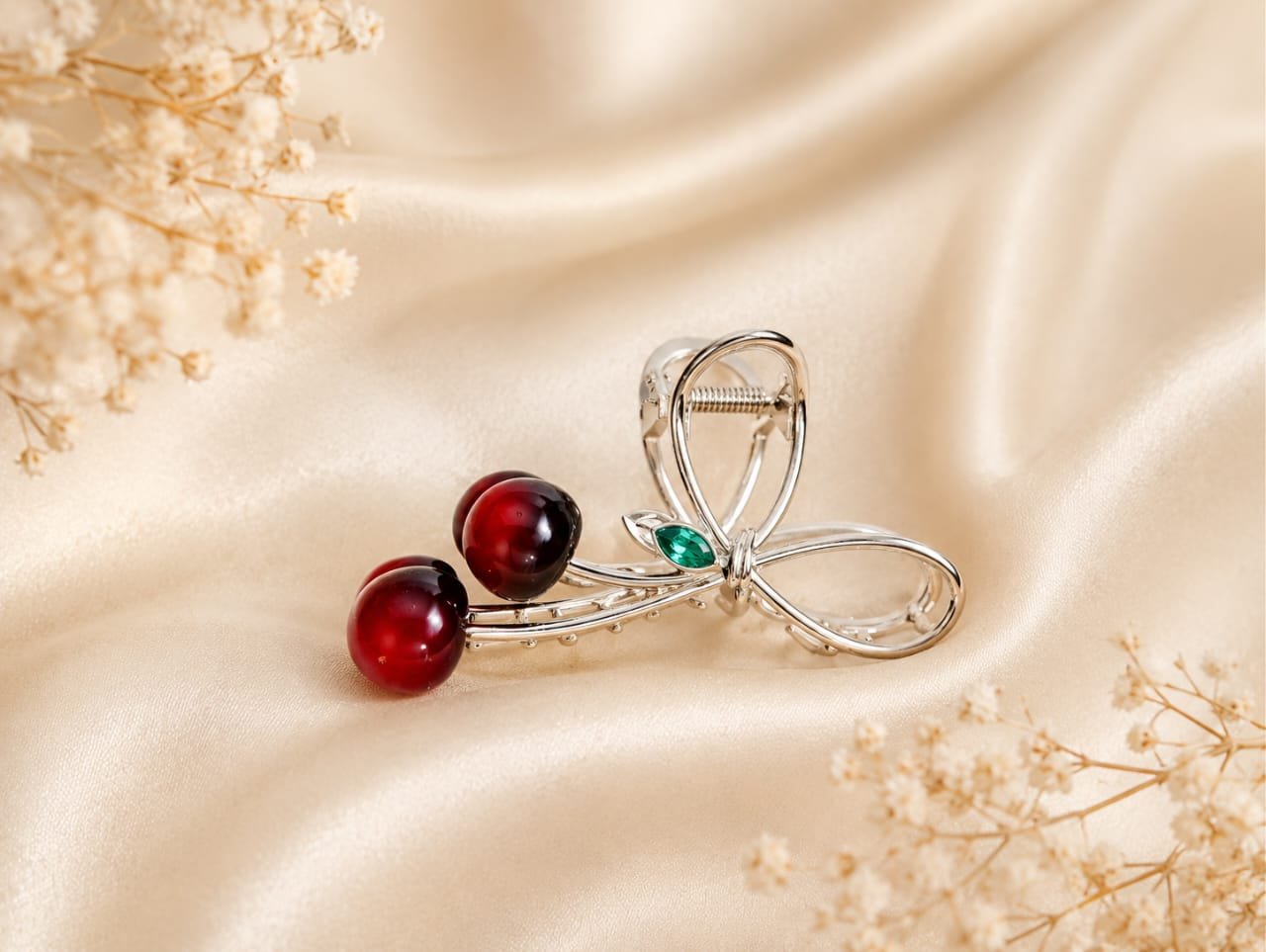 Ruby Cherry Branch Brooch Pin metal quality
