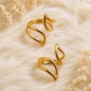 Minimalist Gold Leaf Open Ring Set