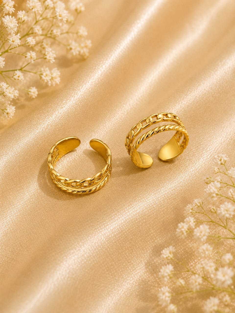 Luxury Gold Chain Twist Open Ring