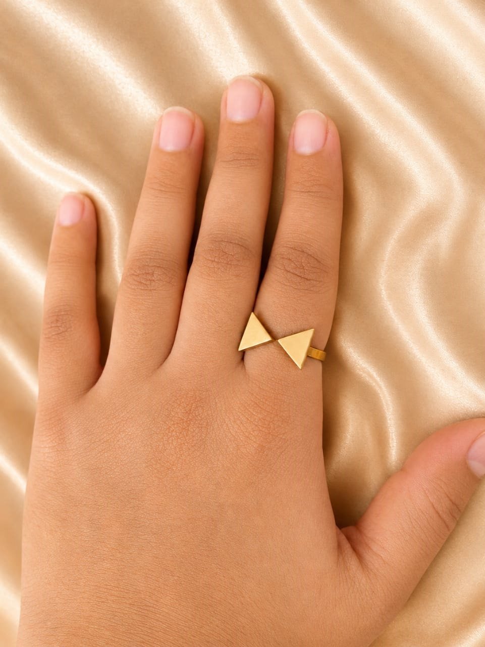 Minimalist Gold Double Triangle Open Ring