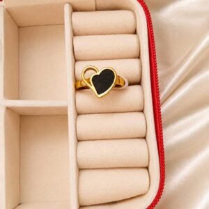 Black Heart Gold Open Ring