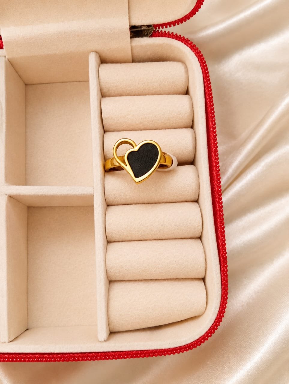 Black Heart Gold Open Ring
