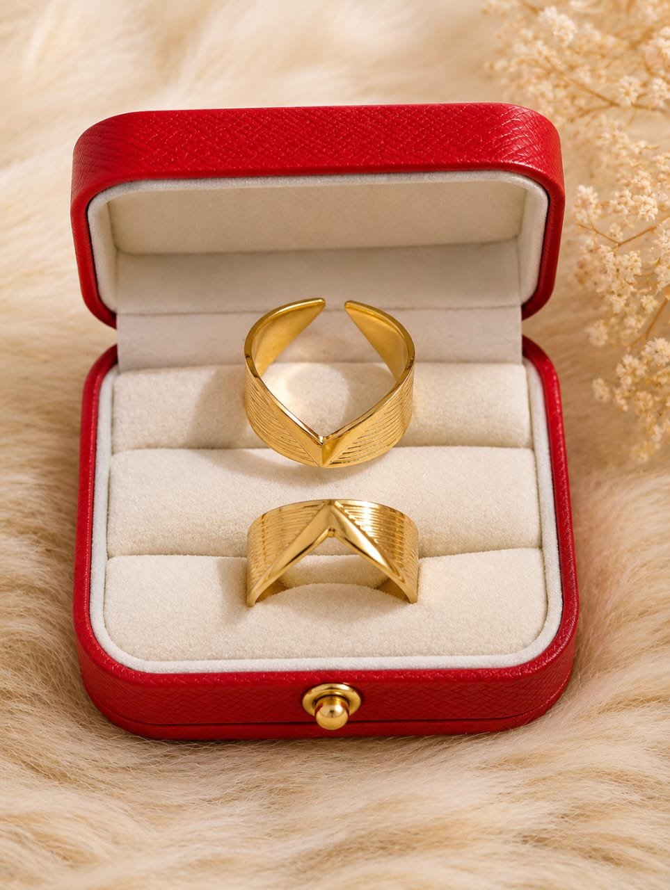 Minimalist Gold Chevron Open Ring