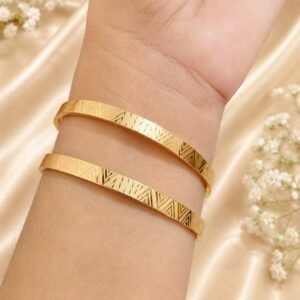 Elegant Gold Patterned Open Cuff Bangle Set