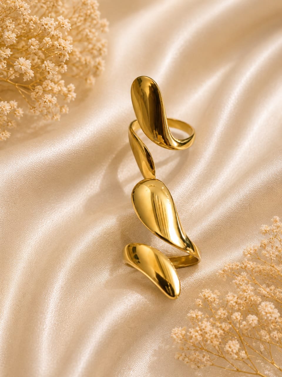 Modern Gold Abstract Open Statement Ring