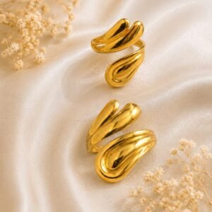 Modern Gold Double Layer Abstract Open Ring
