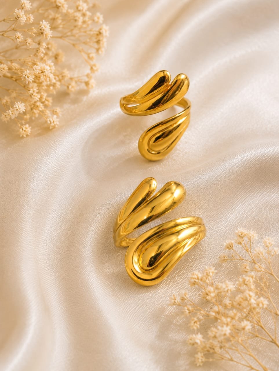 Modern Gold Double Layer Abstract Open Ring