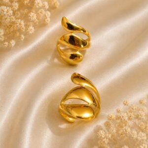 Modern Gold Triple Layer Sculptural Open Ring