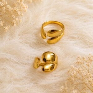 Modern Gold Dual Dome Open Statement Ring