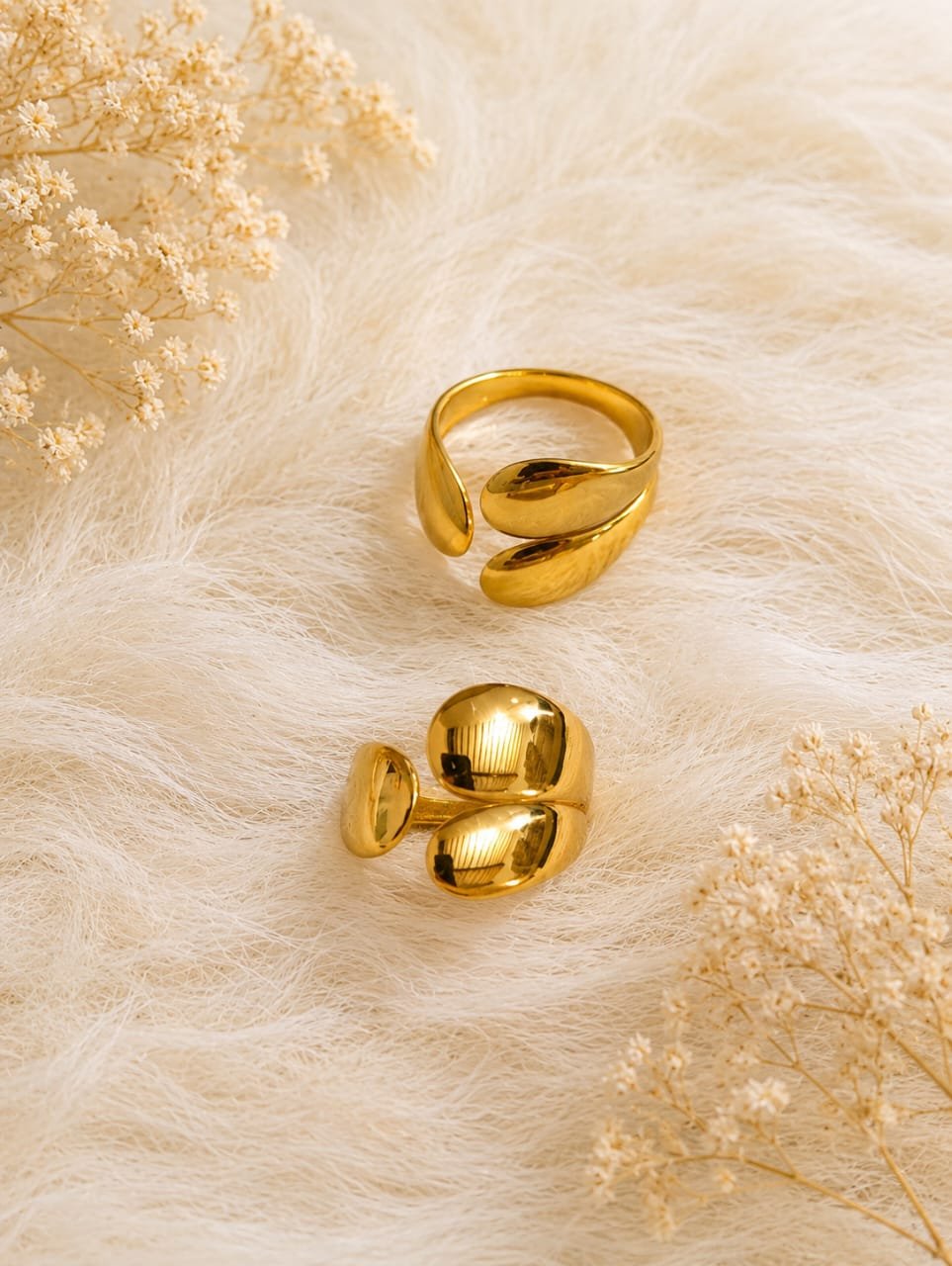 Modern Gold Dual Dome Open Statement Ring