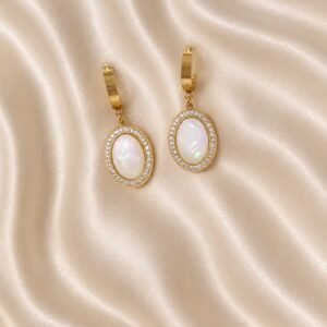 Elegant Oval Mother of Pearl Drop Earrings