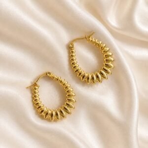 Gold Textured Hoop Earrings