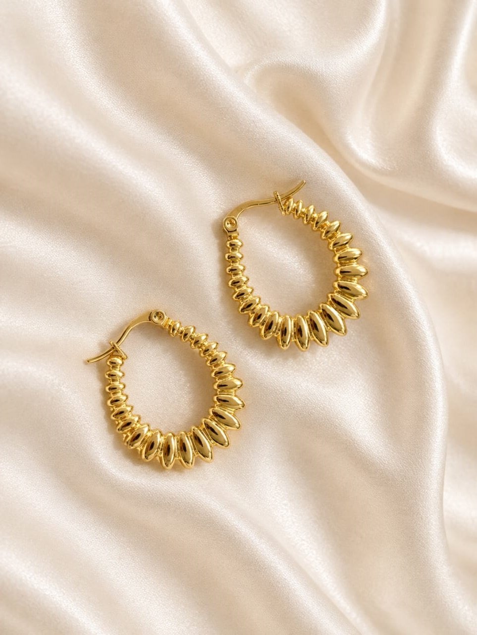 Gold Textured Hoop Earrings