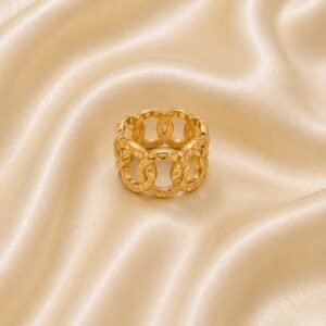 Luxury Gold-Plated Interlocking Chain Link Statement Ring